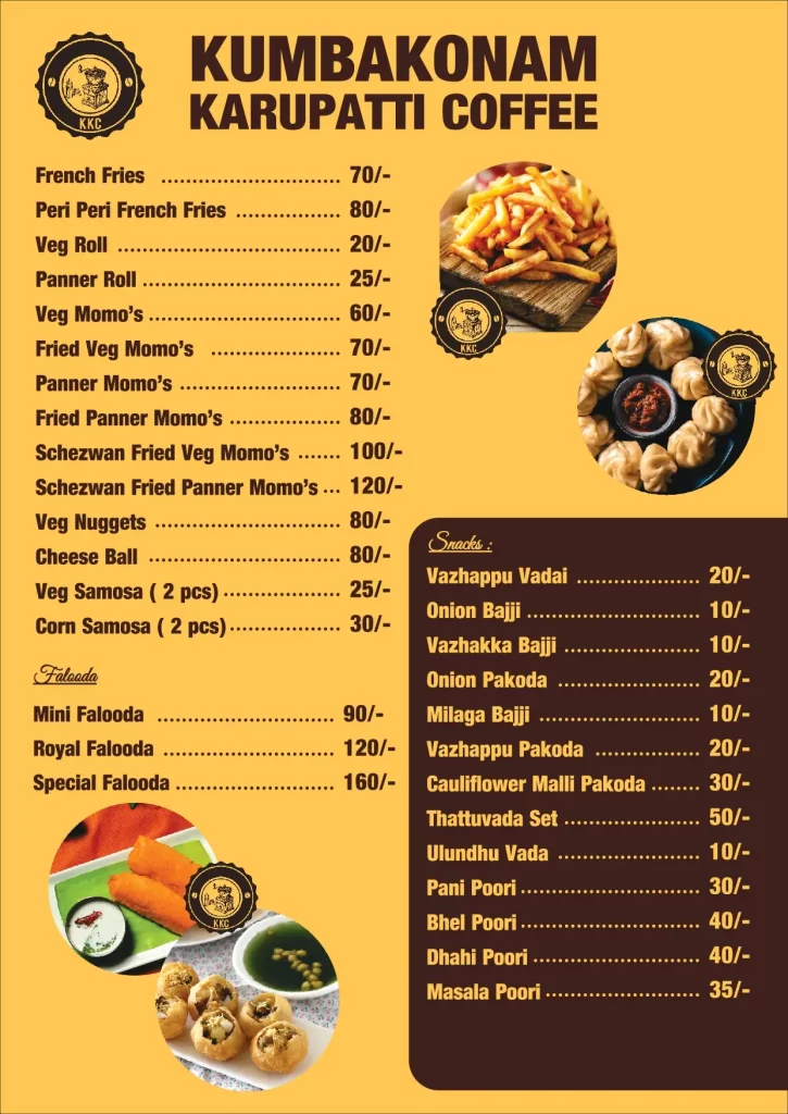 Kumbakonam karupatti coffee menu 4